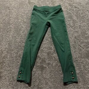 Janie And Jack young girls green pants with gold buttons super soft size 6 6T